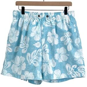 IslandHaze Surf Swim Trunks Light Blue & White Floral Print Short Length | XL